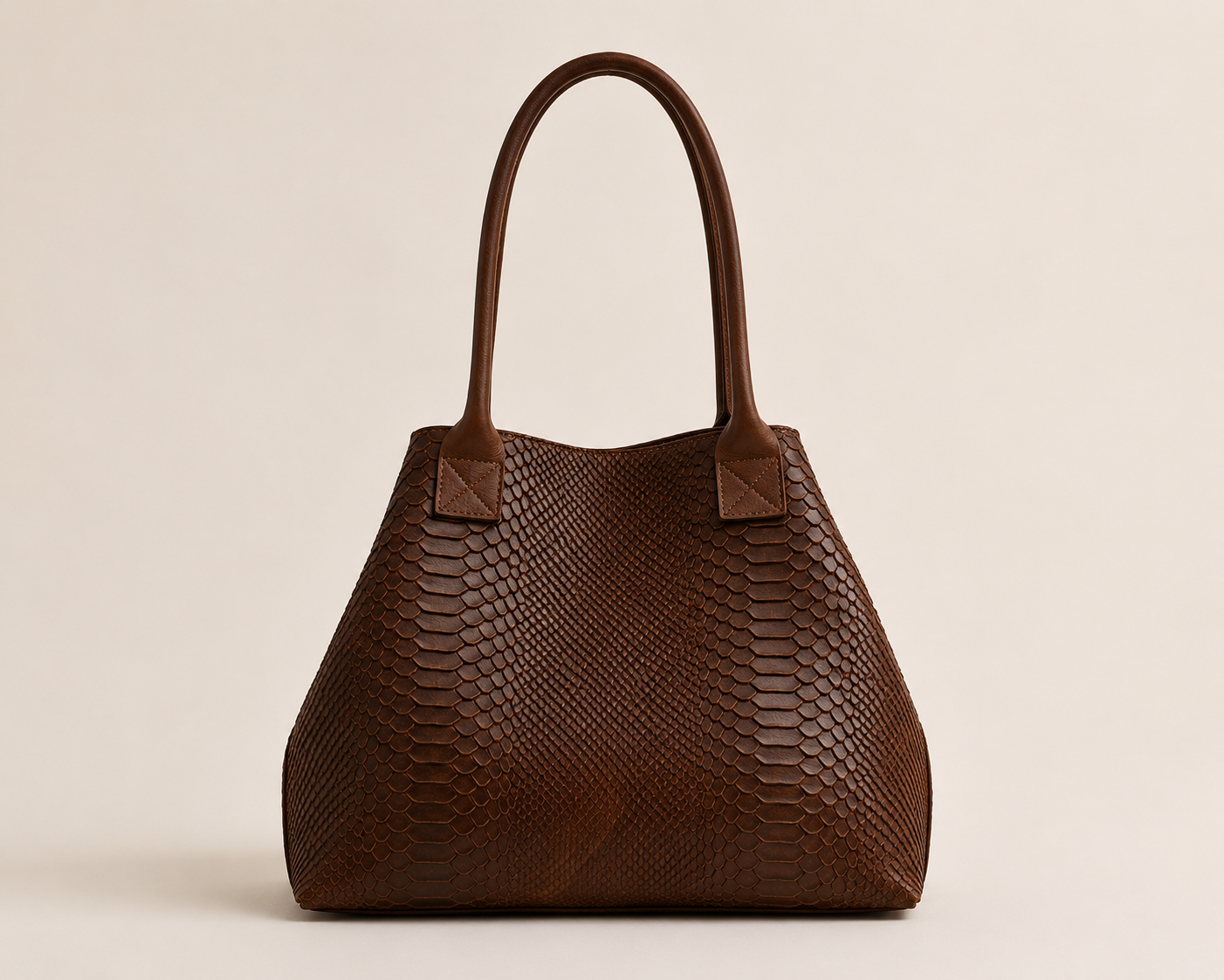 LOLA – Italian Python-Embossed Leather Bag – Brown
