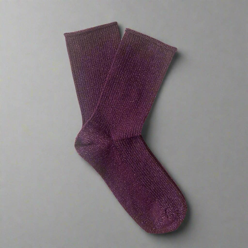 KLUE Glitter Lurex socks in eco-friendly Lyocell | Burgundy wine