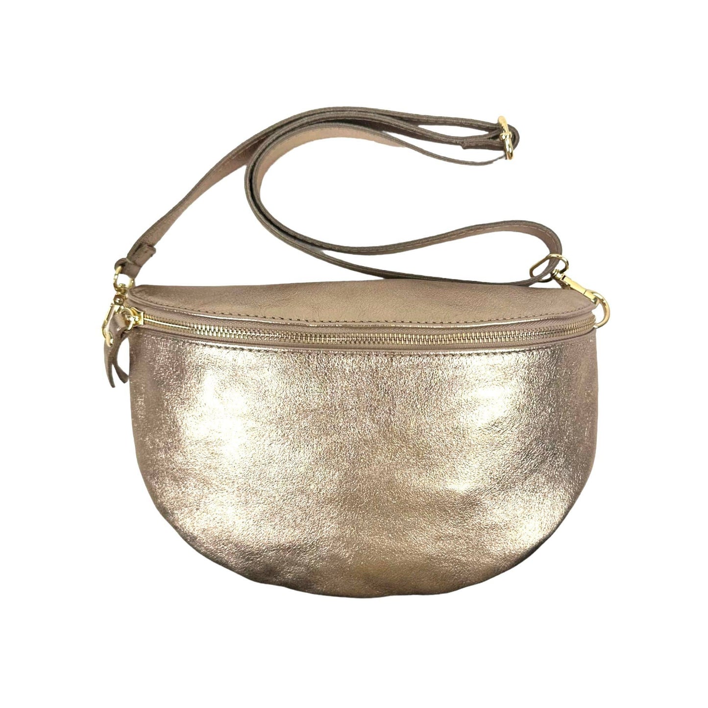 Large Italian Metallic Leather Crossbody/Waist Bag