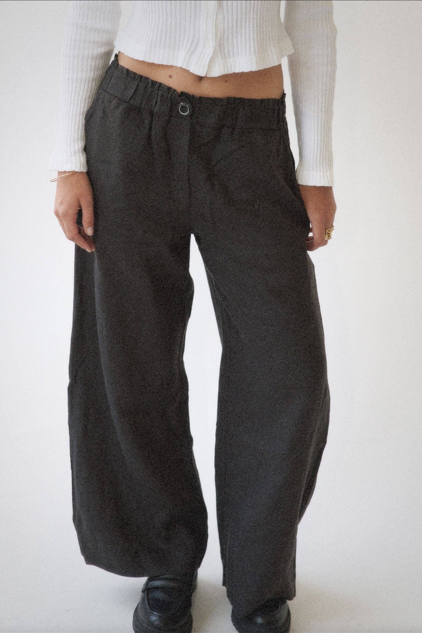 Washed Linen Trouser | Black