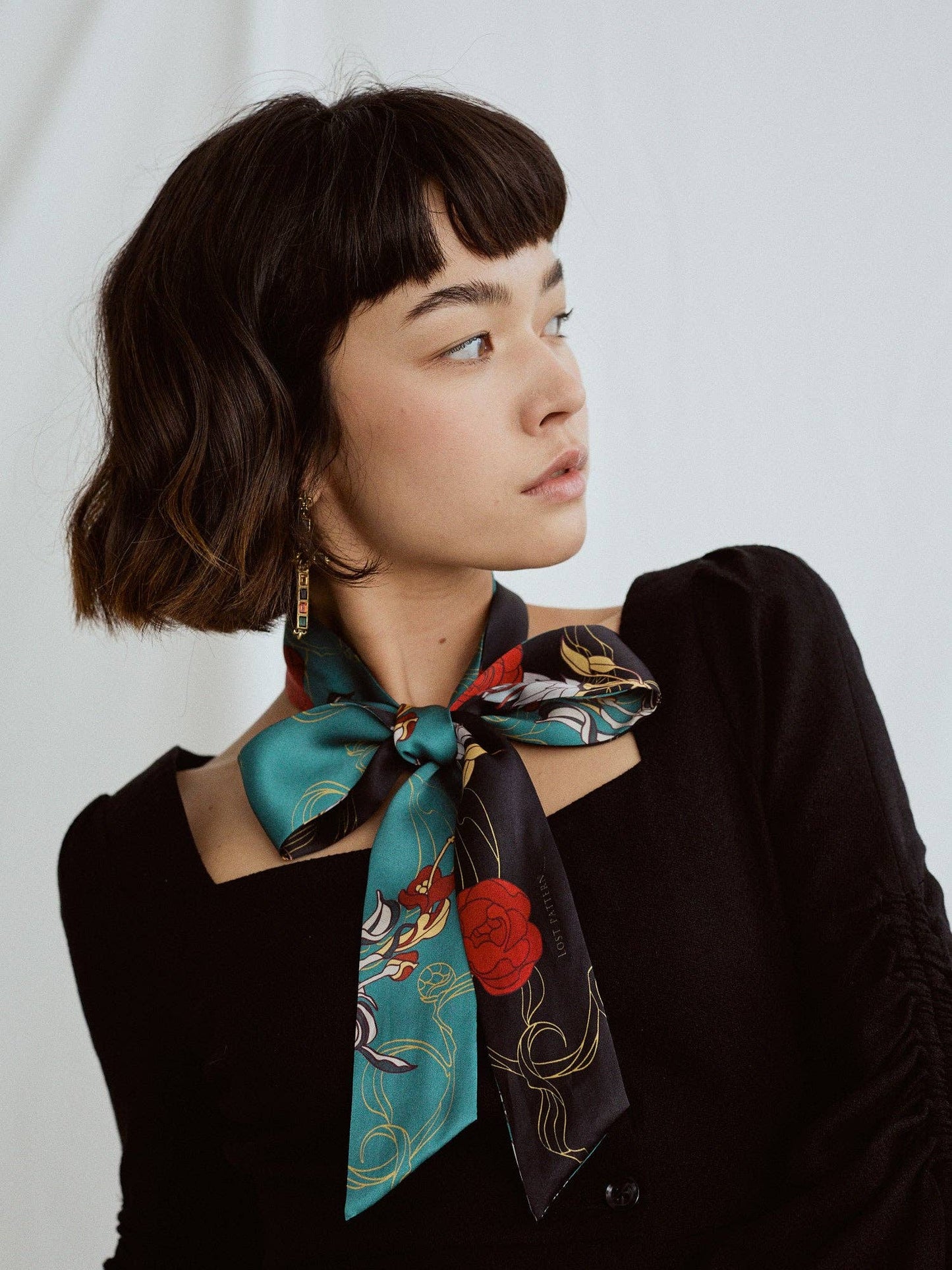 Dream Hunter Silk Skinny Scarf | Emerald Green