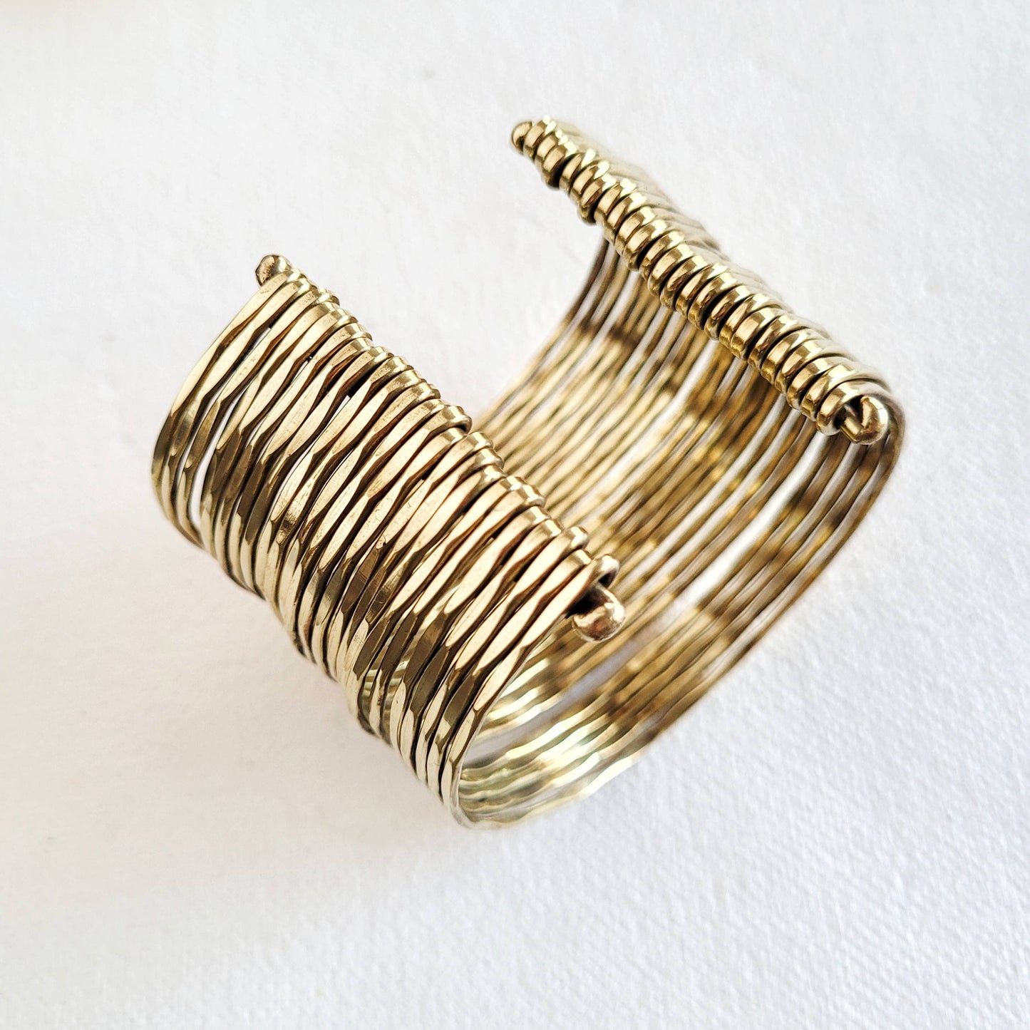 Brass multi layered wire cuff bracelet bohemian style