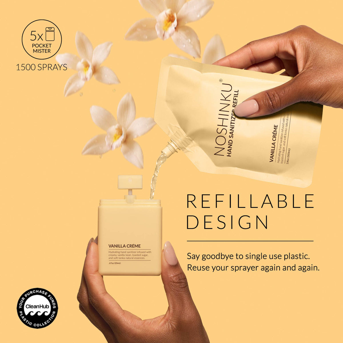 Vanilla Créme Hydrating Hand Sanitizer Spray Refill Pouch