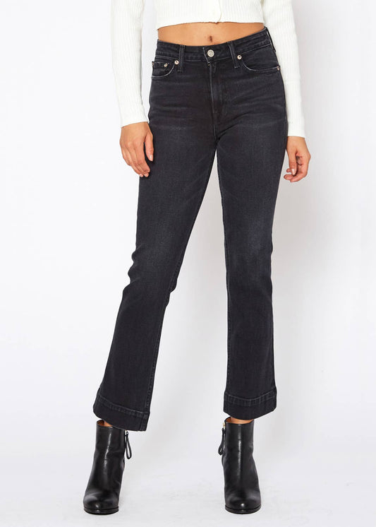 Farrah High Rise Kick Flare Jeans - Washed Black