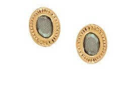 18K GV oval textured stud earrings - E513