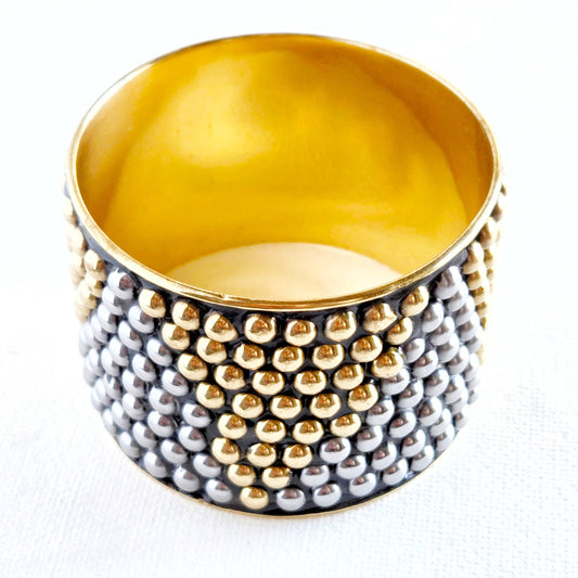 Brass bold studded modern brass cuff bracelet large