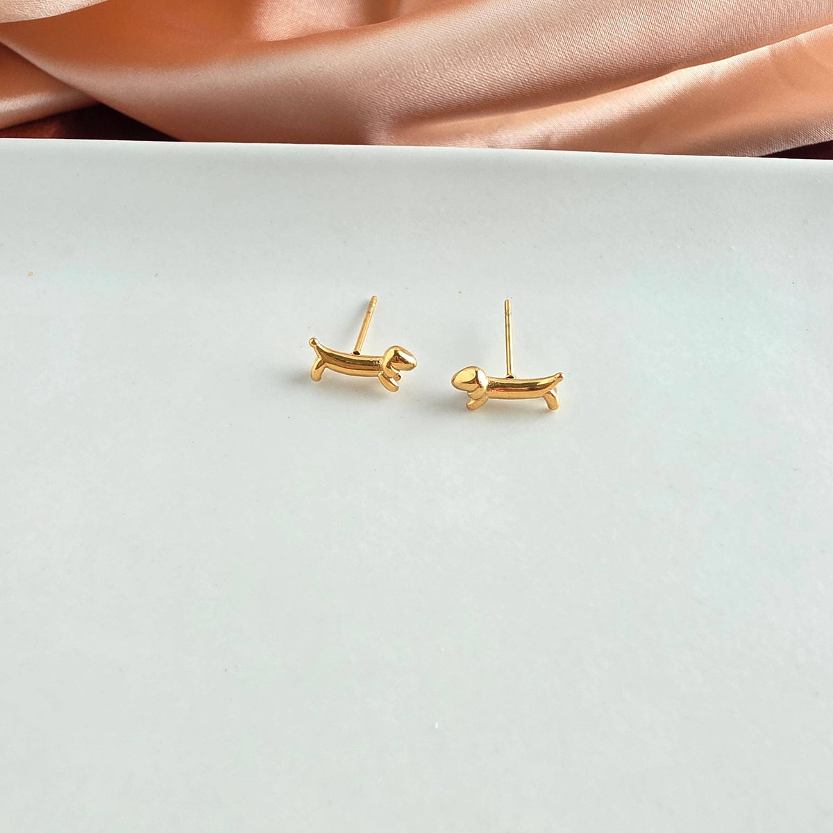 Luxe Dainty Dachshund Studs - Gold // Earrings, Jewelry, Dog