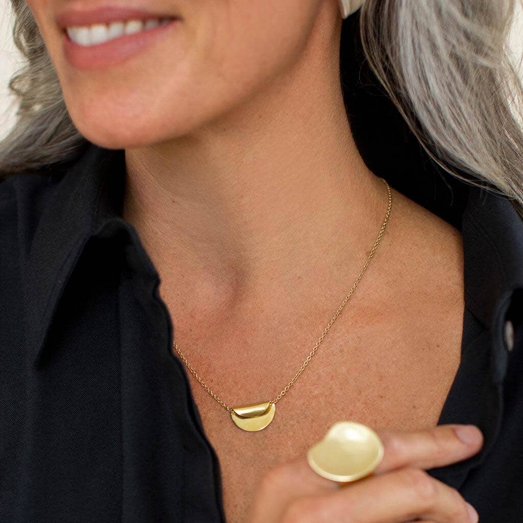 Enfold Necklace | Brass