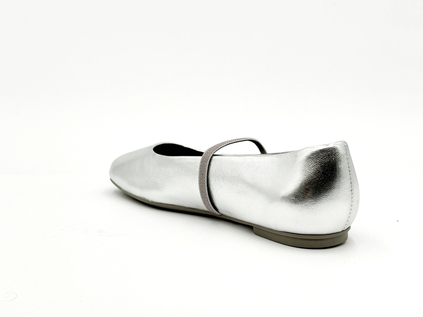 Mary Silver Leather Mary Jane Flats - Silver