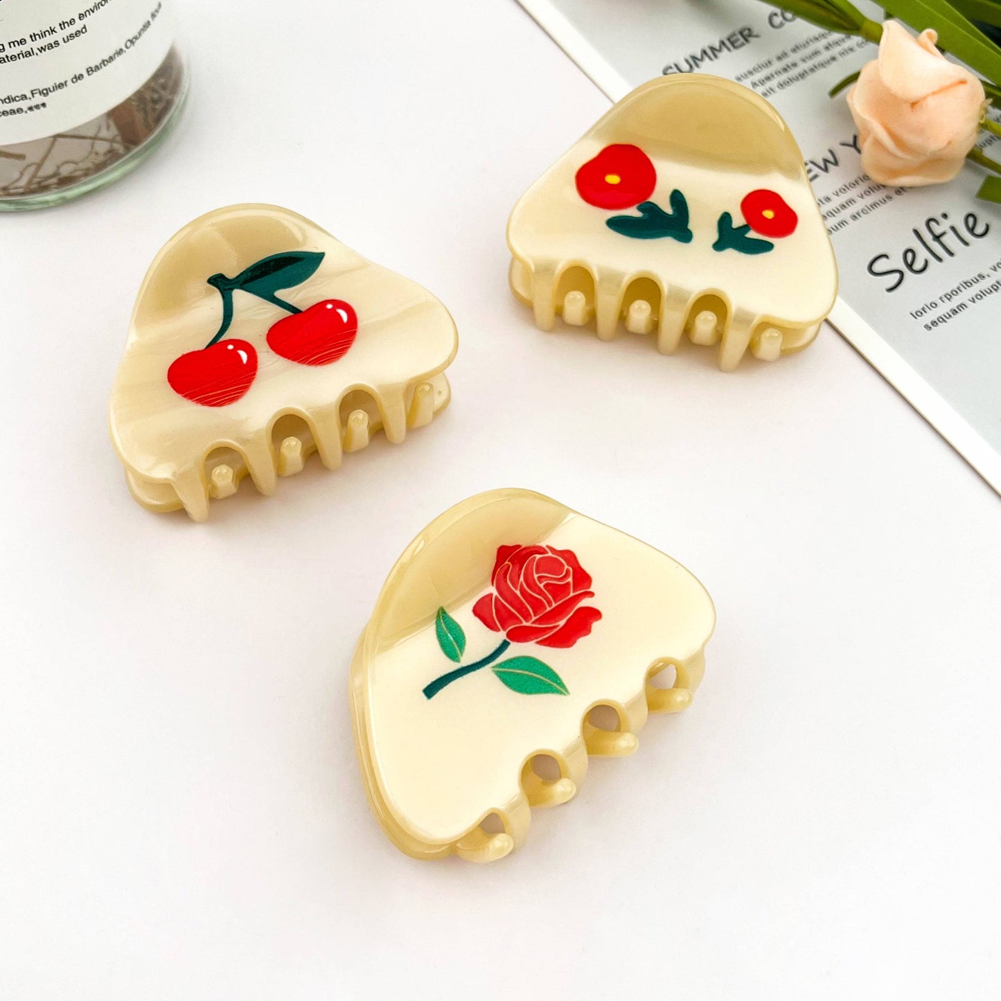 Petite Cherry Acetate Hair Claw Clip-Summer gift