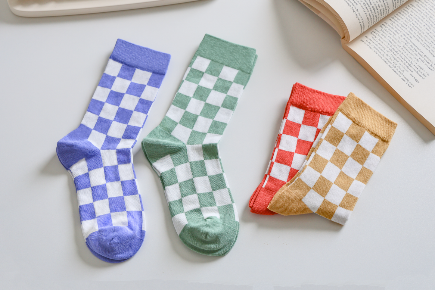 Checkered Cotton Socks - Trendy & Soft Crew Socks