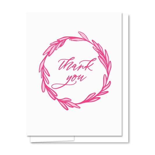 Thanks Wreath - Letterpress Thank You Card