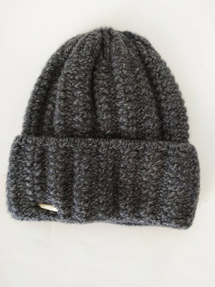 Rolled Cuff Cashmere Chunky Knit Beanie Warm Winter Hat