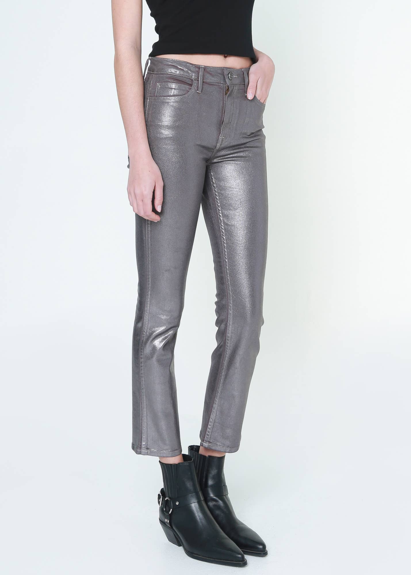 Carla Ankle Bootcut Jeans - Metallic Mauve Coat