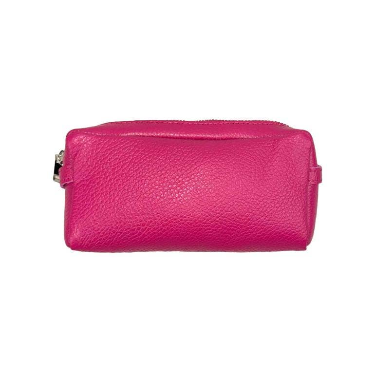 Women's High Quality Zippered Leather Toiletry Bag on Sale