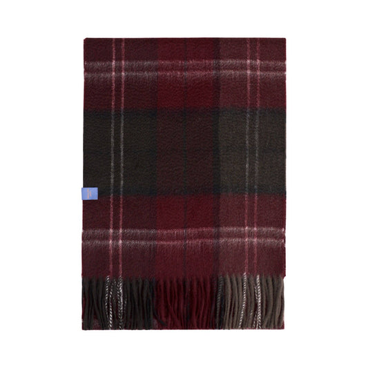 "Plaid" Cashmere Scarf - Dark Red
