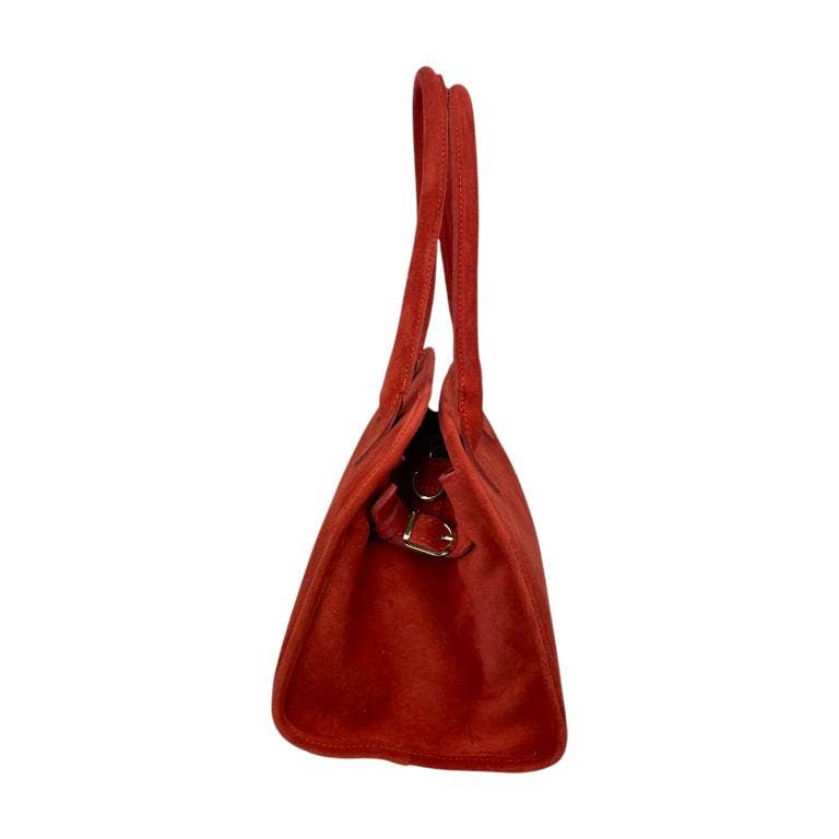 Italian Suede Leather Shoulder Bag with Long Handles