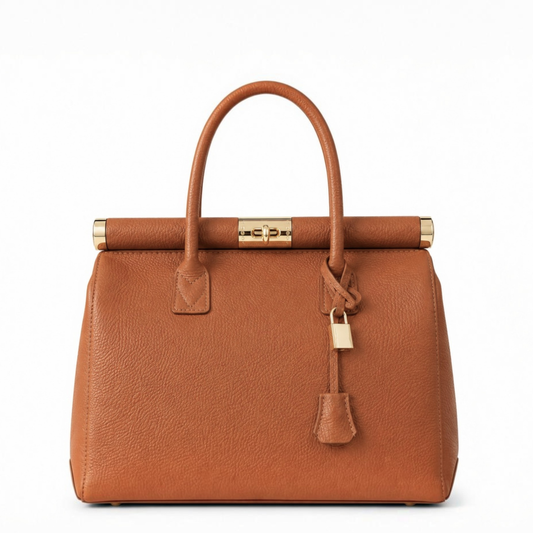 Nora Camel Dollaro Leather Handbag – Made in Italy