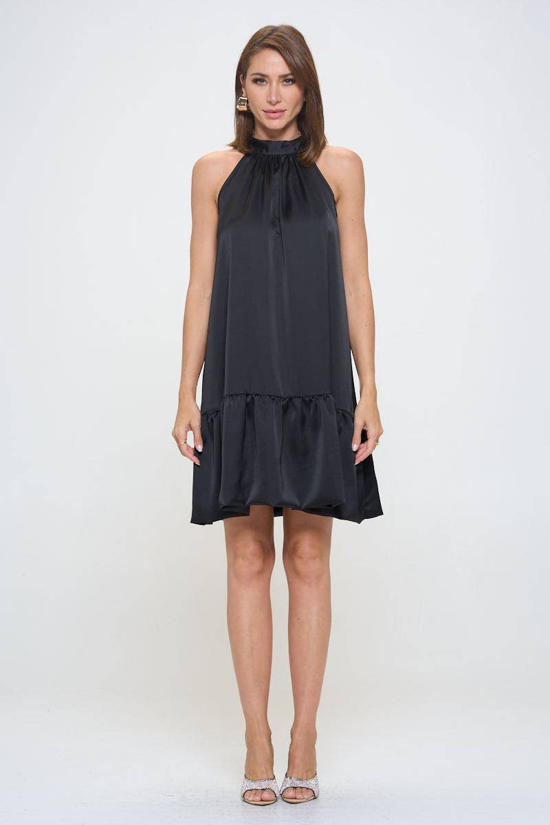 Black Sleeveless Flounce Dress (Made in USA)