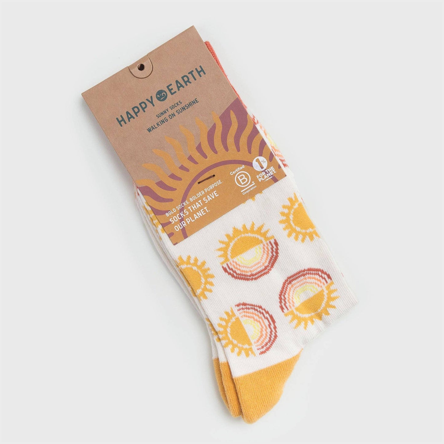 Sunny Men's + Women's Organic  Socks | White, Red, Yellow