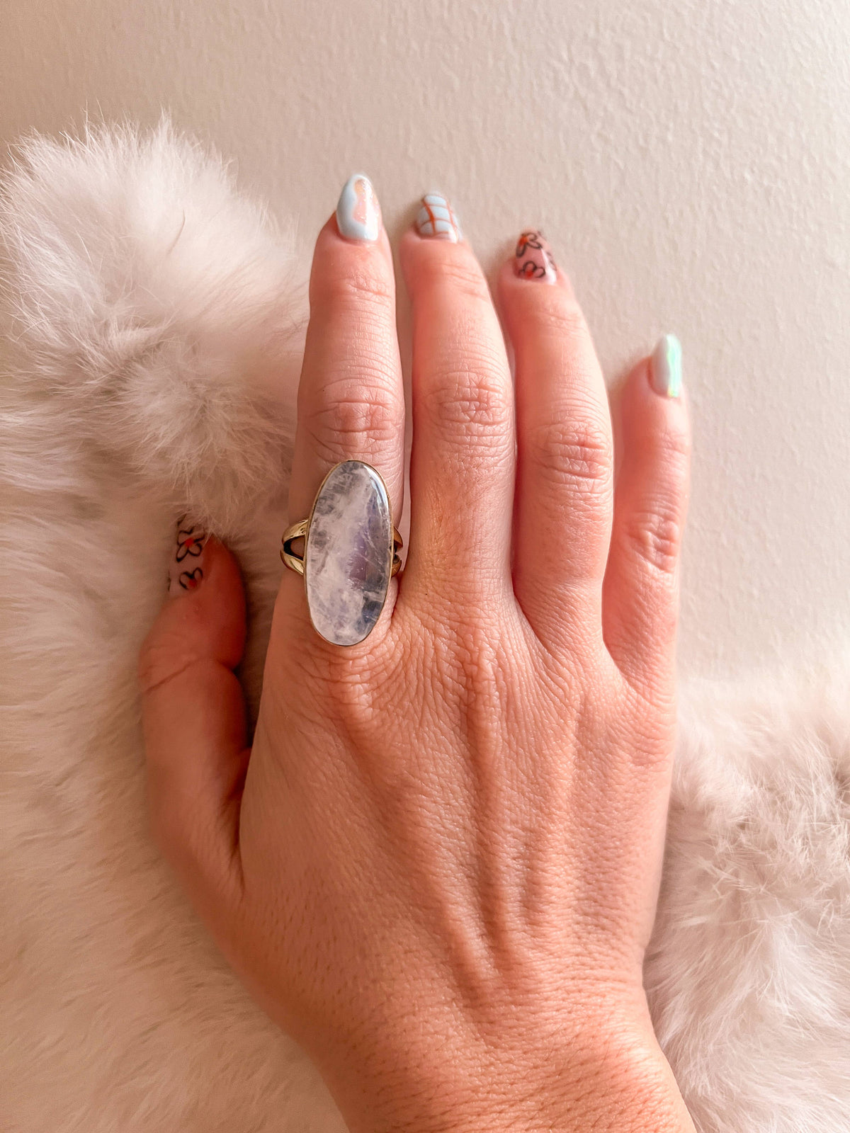 Large Brass Freeform Stone Ring
