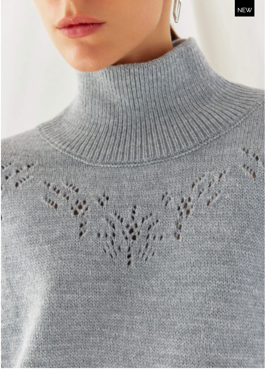 High Neck Wool Sweater | Grey