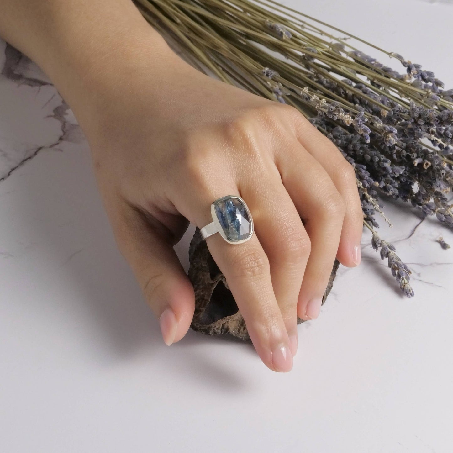 Organic Shape Sterling Silver Kyanite Ring