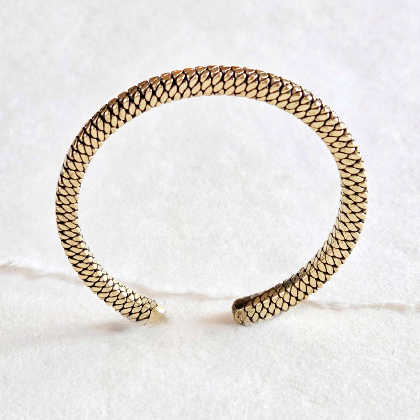 Brass twisted wire braided coil cuff bangle bracelet