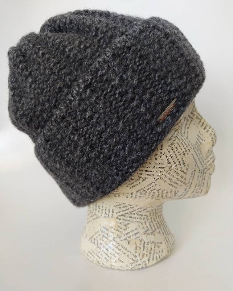 Rolled Cuff Cashmere Chunky Knit Beanie Warm Winter Hat