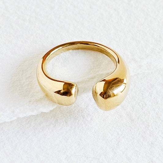 18k gold plated Modern wrap double orb chunky bold ring