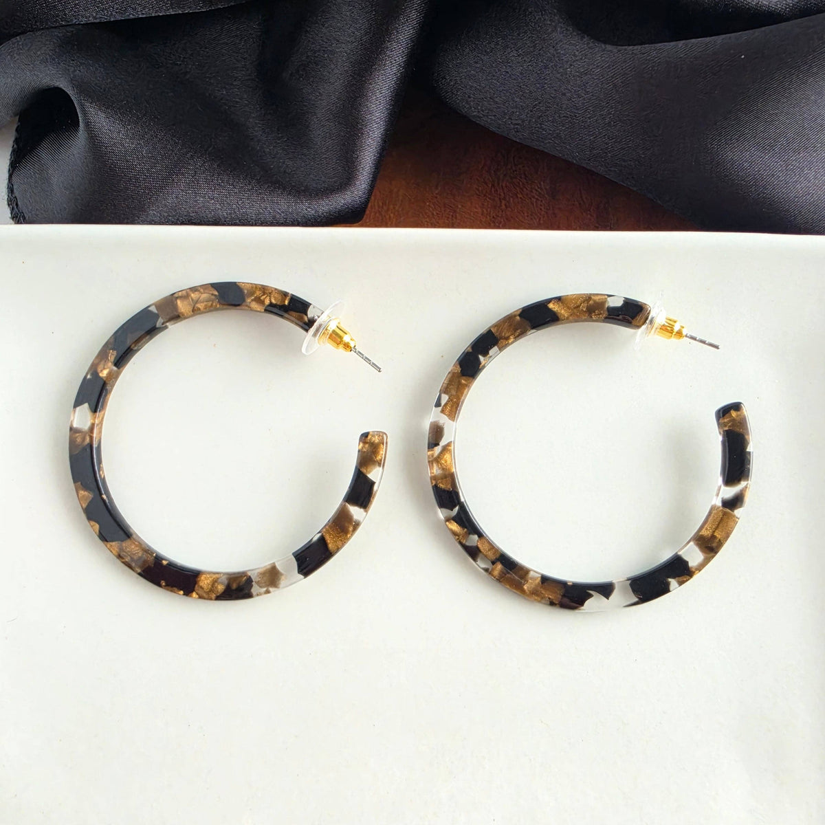 Cameron Hoops - Black & Bronze // Fall, Holiday, Earrings