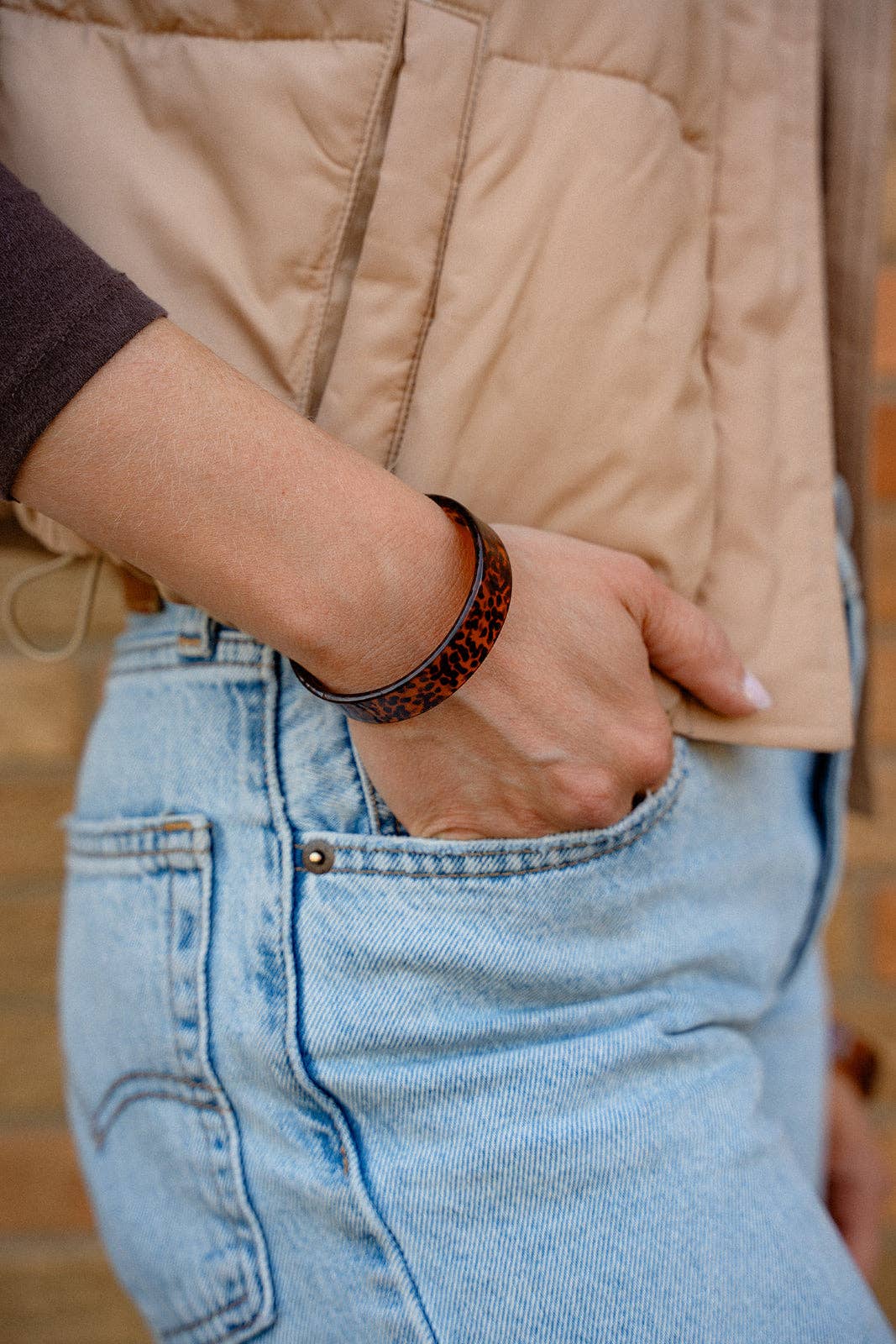 Brynn Bracelet - Amber Dot - Standard // Acrylic Cuff Bangle