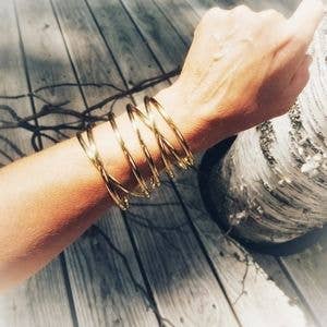 Brass Infinity layered expanding Bangle bracelet