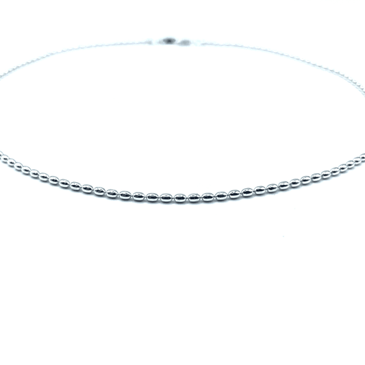 #R - Sterling Silver 16" Oval Pattern Necklace - Waterproof!