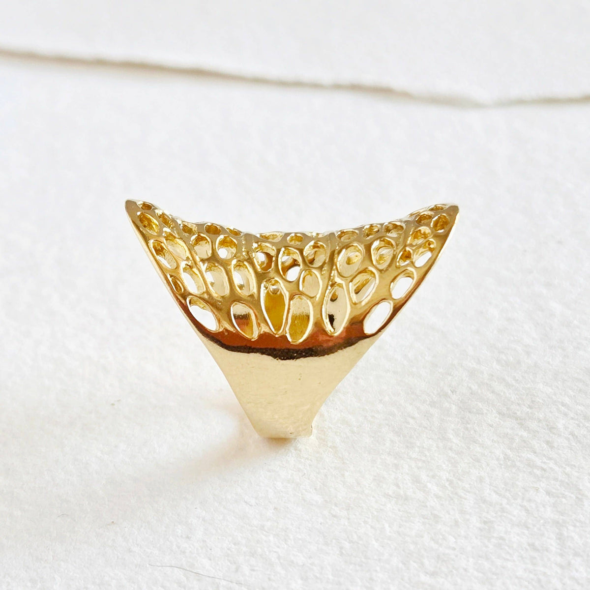Solid brass open freeform design Morel ring