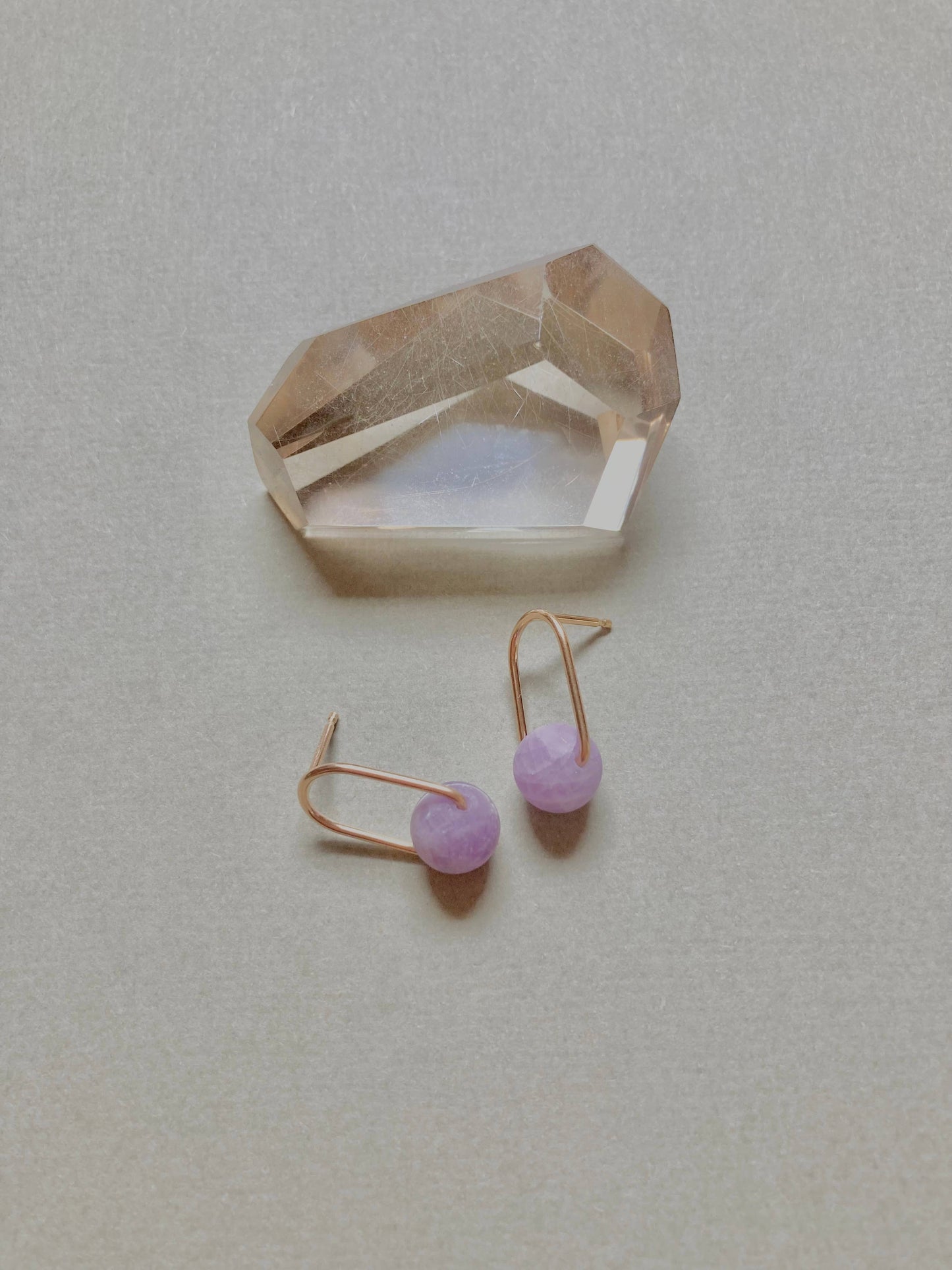 Cove Stud - Minimal Gemstone Arc Frame Stud in Warm Tones