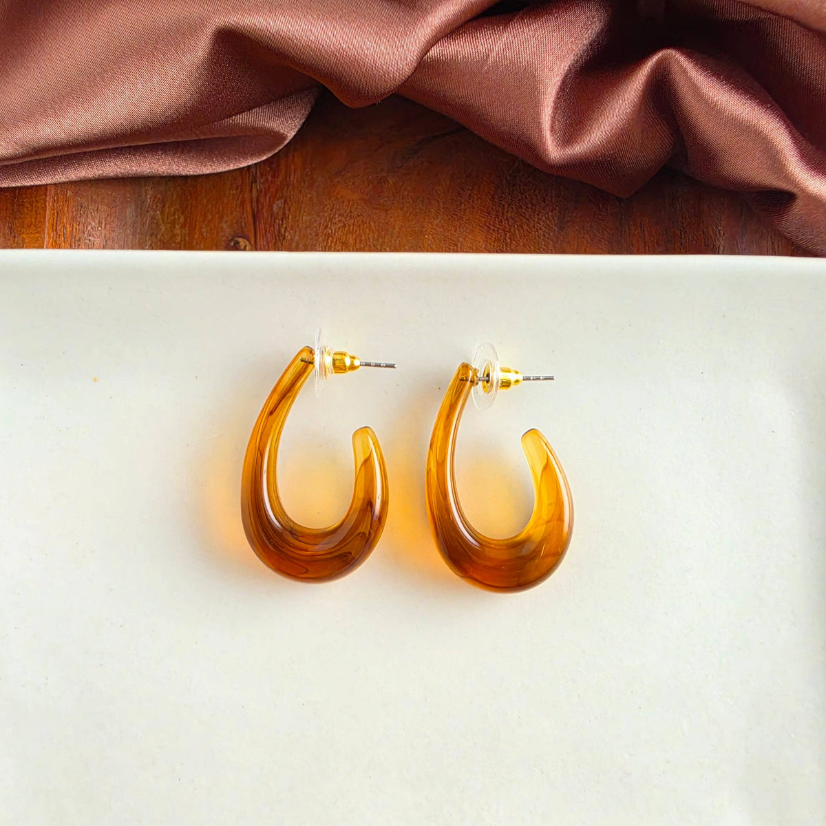 Julie Hoops - Amber // Fall, Resin, Jewelry, Earrings