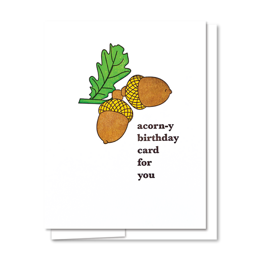 Acorn Birthday - Letterpress Birthday Card
