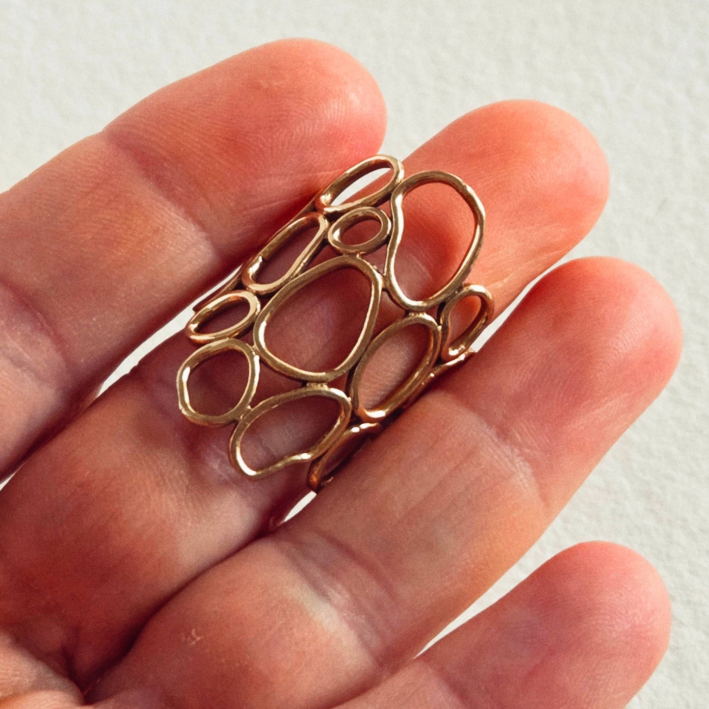 Brass ring freeform orbs organic connected handmade