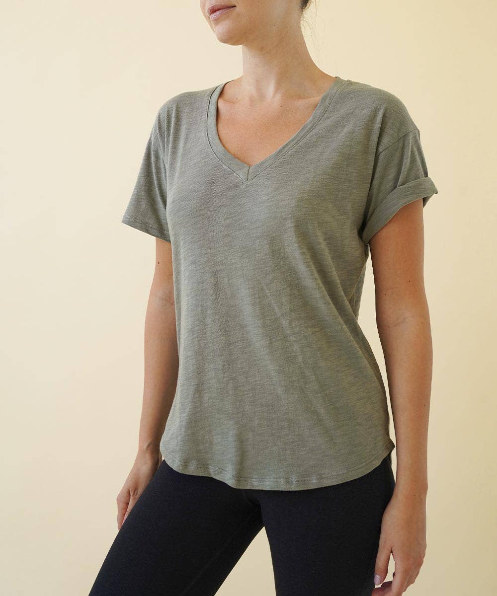 COTTON V NECK TOP