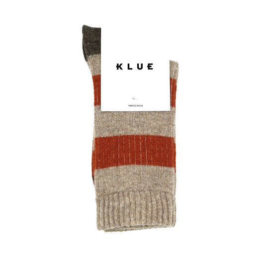 KLUE Merino Wool socks with Stripes | Beige and Orange