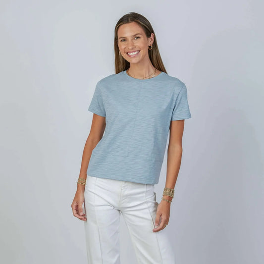 Celia Perfect Length Tee | Dusty Blue