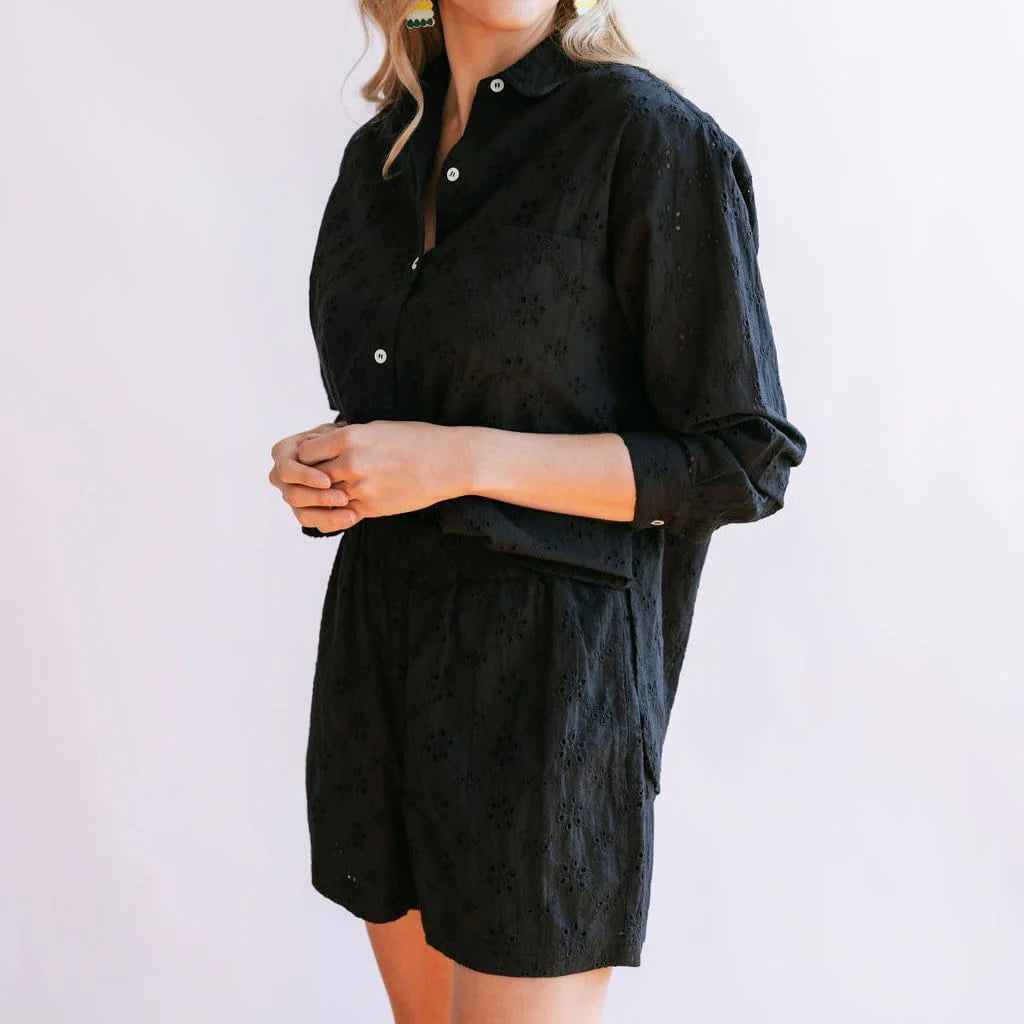 Black Eyelet Bermuda Short
