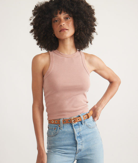 Lexi Rib Sun-In High Neck Crop Tank