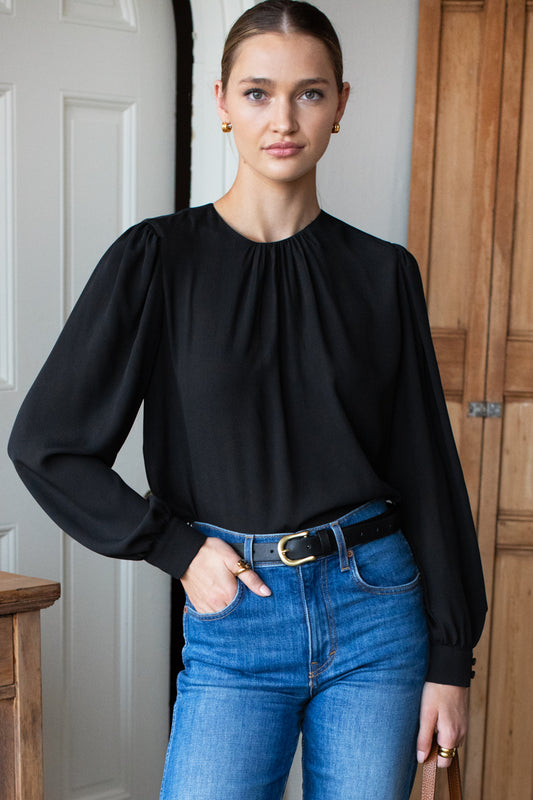 Emerson Gathered Blouse | Black