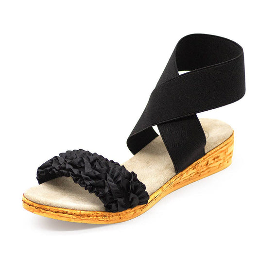 Benjamin Solid Wrap-Up Sandal | Onyx Ruffle