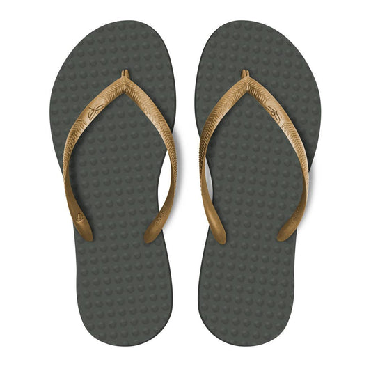 Sustainable Flip Flops | Grey & Golden Straps