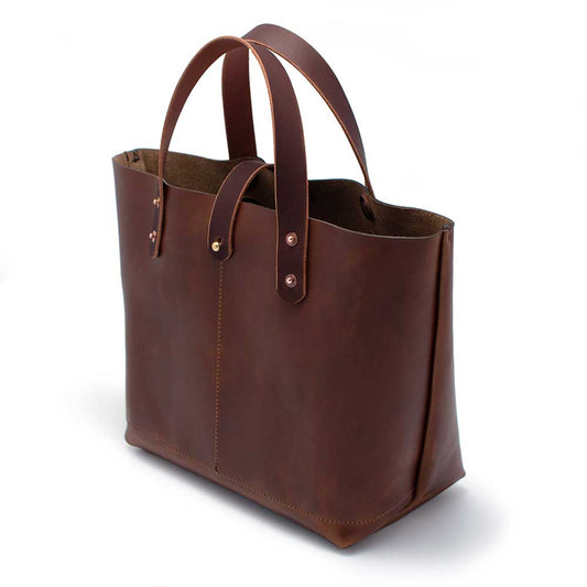 Leather All Day Mini Tote- Waxy Brown