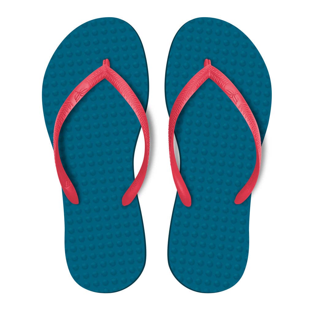 Sustainable Flip Flops | Navy & Watermelon Straps