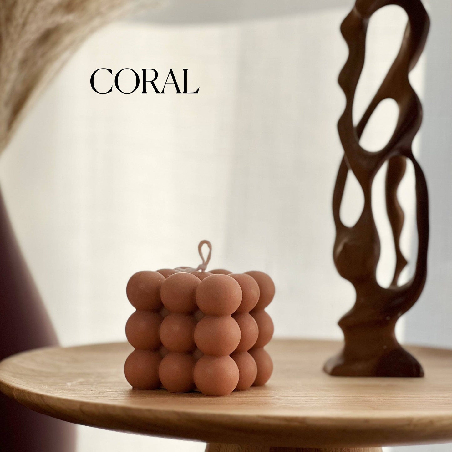 Bubble Cube Candle: Coral